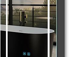 Black LED Bathroom Mirror Cabinet with Light and Shaver Socket Illuminated Bathroom Cabinet with Mirror 3 Color Changing,Removeable Shelf,Built-in Defogger 500x700 mm Aluminium