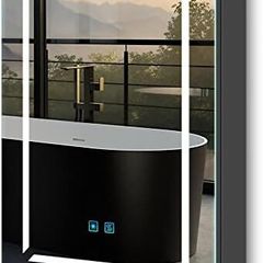 Black LED Bathroom Mirror Cabinet with Light and Shaver Socket Illuminated Bathroom Cabinet with Mirror 3 Color Changing,Removeable Shelf,Built-in Defogger 500x700 mm Aluminium