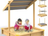 Sandpit Sun Canopy 120 x 120 cm Natural Wood Level Scale UV 50 Edge Protection Floor Fleece Sand Toy Children's Sandbox Sandbox
