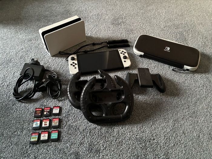 Nintendo Switch OLED White, 10 Games + Accessories
