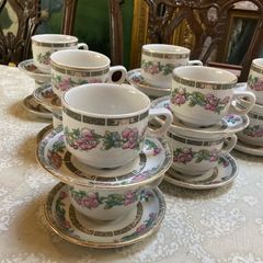 Vintage Churchill Indian tree tea cups with plates