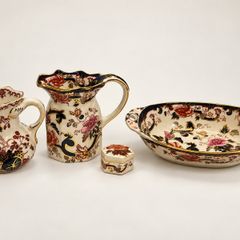 Masons 4 Piece Collection Two Decorative Jugs Oval Bowl and Trinket Box