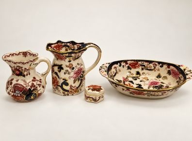 Masons 4 Piece Collection Two Decorative Jugs Oval Bowl and Trinket Box
