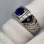 Sterling silver Premium Vietnamese Cobalt Blue Spinel & White Zircon Ring in Rhodium Overlay Sterling Silver 1.48 Ct. Image 9