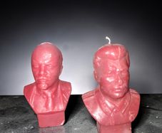 Pair of Lenin and Stalin bust candles