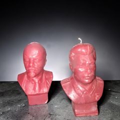 Pair of Lenin and Stalin bust candles