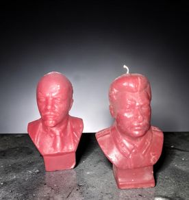 Pair of Lenin and Stalin bust candles