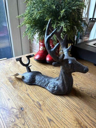 New with tags heavy cast iron stag wine bottle holder