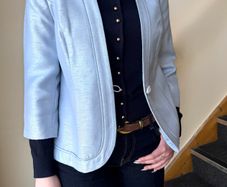 Premium Light Blue Cropped Jacket Vintage Style Minimalist Blazer XL/14