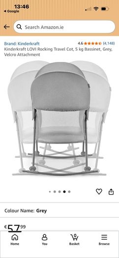 Kinderkraft Baby Cot/Cradle - Grey