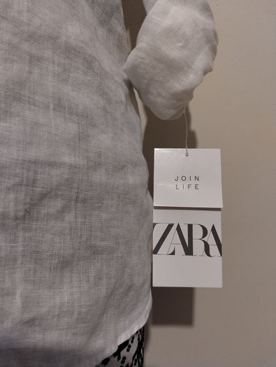 Zara White Linen Top, New With Tags