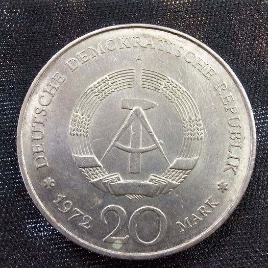 Germany GDR 20 Mark Commemorative Coin - Friedrich von Schiller 170th Anniversary 1972 - Mint A Berlin