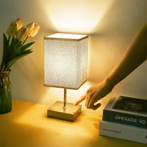 NEW SALE | Touch Control Table Lamp, 3-Way Dimmable Bedside Lamps Nightstand Lamps with Flaxen Fabric Shade for Bedroom Living Room,LED Bulb Included