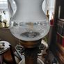 Antique table lamp habd painted ceramic body with ornate brass base works Image 10
