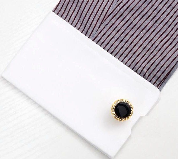 Gold Tone- Black Stone - Links For Men