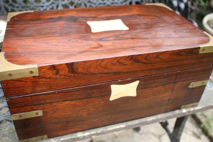 Antique Wooden Writing Box 19th century ,Brass fittings