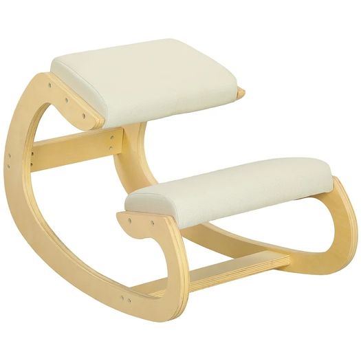 Ergonomic Rocking Knee Stool for Home Office, to Improve Posture, Cream