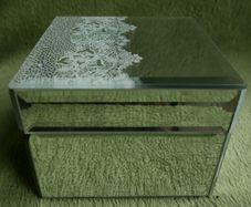 Vintage Mirrored Trinket Box - Vintage Original Box | Decorative Glass Cube