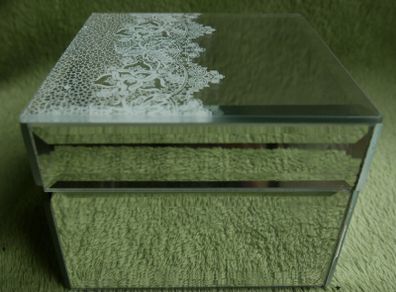 Vintage Mirrored Trinket Box - Vintage Original Box | Decorative Glass Cube