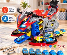 Kids Motorcycle Engine Mechanic Workshop Toy 25 Piece STEM Repair & Racing Set