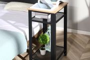 Industrial-Style Boxy Side Table 3 Layer 2 Shelves Storage Display w/ Metal Frame Stylish On-Trend Bedside End Table Nightstand, Accent Furniture Living Room Bedroom Lounge (FREE SHIPPING)