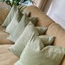 Sage green velvet cushions Image 2