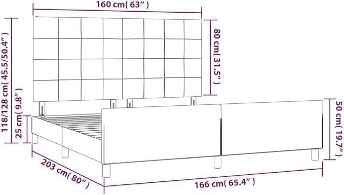 Velvet Bed Frame With Adjustable Headboard 160 x 200 cm