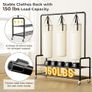 Heavy Duty Clothes Rail Rack with Shelves 46.5" Large Rolling Clothing Rack for Bedroom Hanging Rail for Clothes, Garment, Coat, Black Image 5