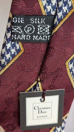 Christian Dior Monsieur Tie Burgundy Silk Geometric Handmade Designer