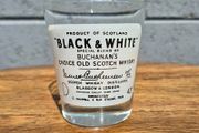 Black &amp; White Buchanan's scotch whiskey glass