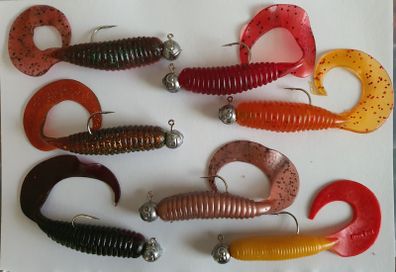 No#2 - NEW - Set of 7pcs mix colour soft lures 8.5cm - Pike Perch Trout Salmon Bass Cod Pollock Ling Mackerel Sea