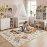Vintage Washable Rugs Living Room Large 160x230 cm Boho Soft Short Pile Rug Moroccan Carpet Distressed Floral Rugs Non Slip Accent Area Rug for Bedroom Dining Room, Colourful Image 3