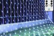 Led Net Fairy Lights Warm/cold White Plug in 3m x 2m, 200 LED Mesh String Decorative Lights Mains Powered with Remote &amp; Timer for Indoor Curtain Outdoor Christmas Tree Garden
