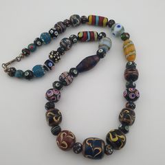 Antique MultiColor Venetian Style Mix Glass Beads Necklace