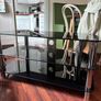 Black Glass & Chrome TV Stand Image 3