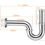 Ibergrif M20506, Metal Sink Siphon, 1-1/4 x 32 mm, Stainless Steel Sink Siphon Tube Image 2