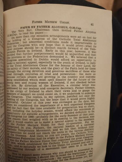 Thirty- Eight Annual Report 1938-1939 Of The Father Mathew Union. Paperback In Good Condition.