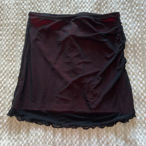 Black lace midi skirt
