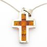 Natural Baltic Amber 925 Cross On Sterling Silver Chain Image 3