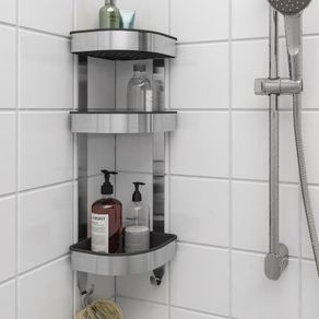 IKEA BROGRUND Corner Wall Shelf Unit 3-Tier Stainless Steel Shower Caddy - New in Box