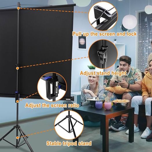 FREE EXPRESS SHIPPING 60 inch Portable Projector Screen,4:3 Portable Foldable For Home Theater Cinema Indoor Outdoor Projector Movie Screen,Screen:122cm(W) x 91cm(H) 60 Portable Tripod