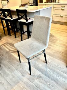 4 Classic fawn/off white covered kitchen chairs