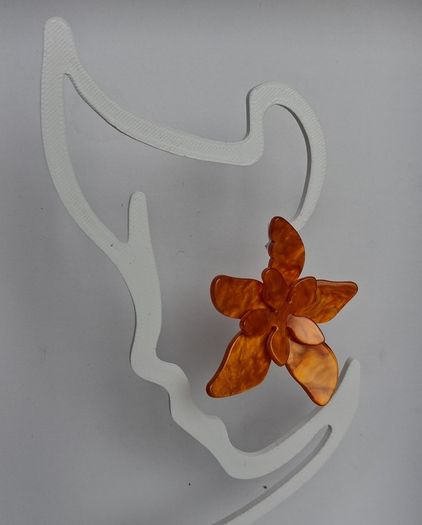 Marbled Orange 3D Tiger Lily Resin Earrings