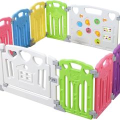 Baby Playpen Kids Activity Centre Safety Play Yard Home Indoor Outdoor New Pen (Multicolour, Classic Set 14 Panel) (Multicolour 14 Panel)