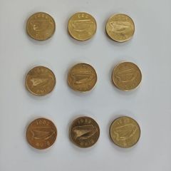 9 x 20p 20 pence piece Ireland - full set of all mint dates.