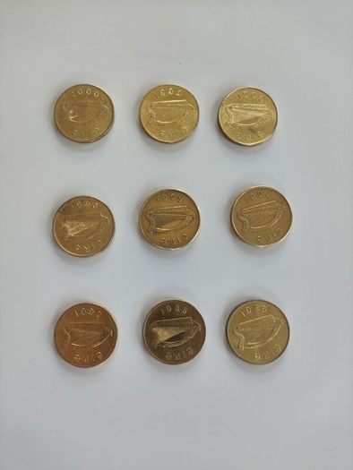 9 x 20p 20 pence piece Ireland - full set of all mint dates.