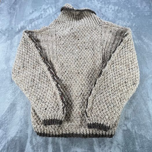 Vintage Donegal Woollen Products - 38 S - Chunky Shawl-Collar Wrap Neck Jumper