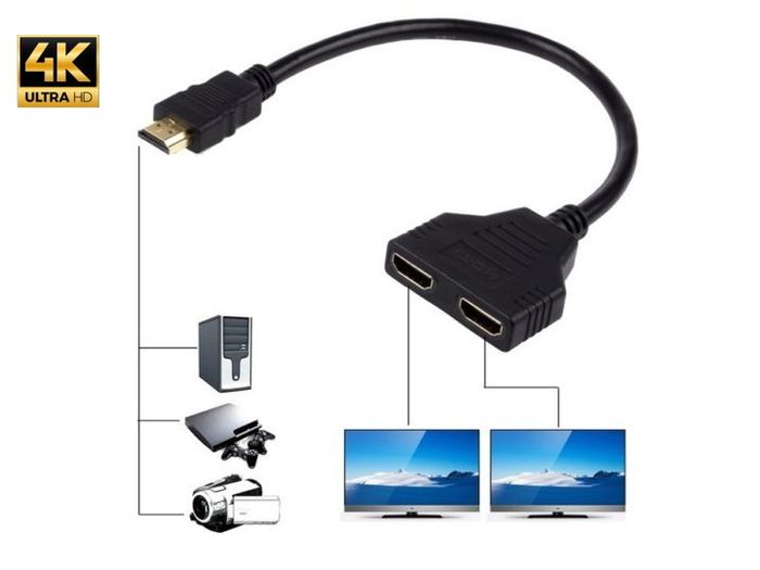 HDMI 4K@60Hz (Male) to 2xHDMI (Female) Splitter Extension Gold Plated Cable Adapter (Brand New/Warranty)