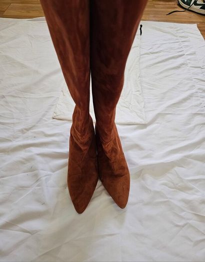 Mother Of Pearl Suede Style Knee High Brown Boots