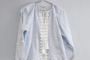 Pre Owned River Island Light Blue Boho Lace Trim Blouse